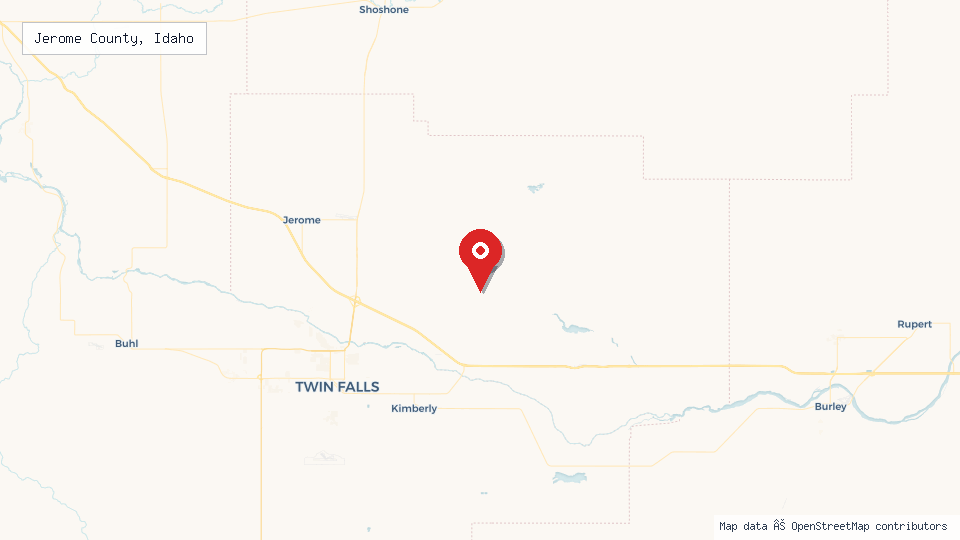 Street map of Jerome County, Idaho with location pin