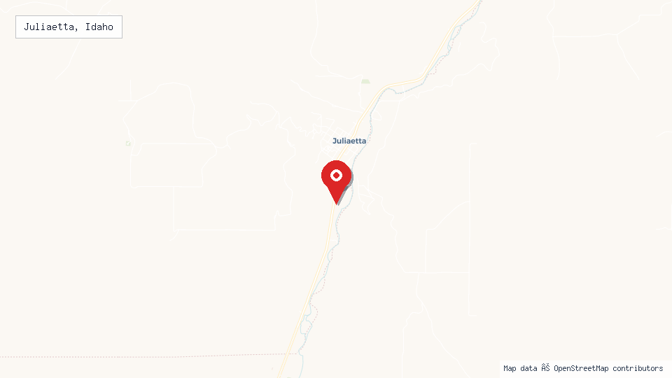 Street map of Juliaetta, Idaho with location pin
