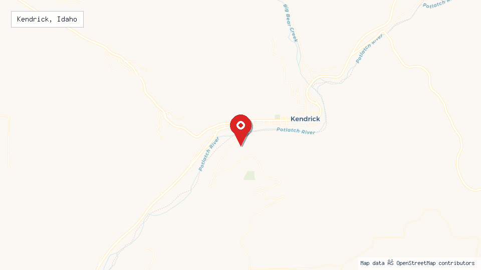 Street map of Kendrick, Idaho with location pin