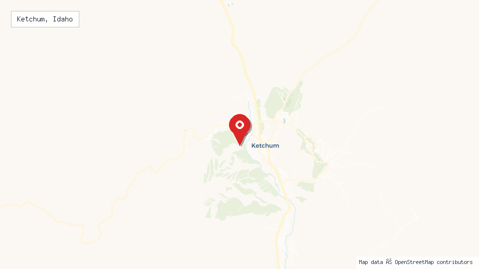 Street map of Ketchum, Idaho with location pin