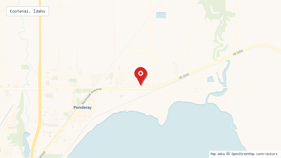 Street map of Kootenai, Idaho with location pin
