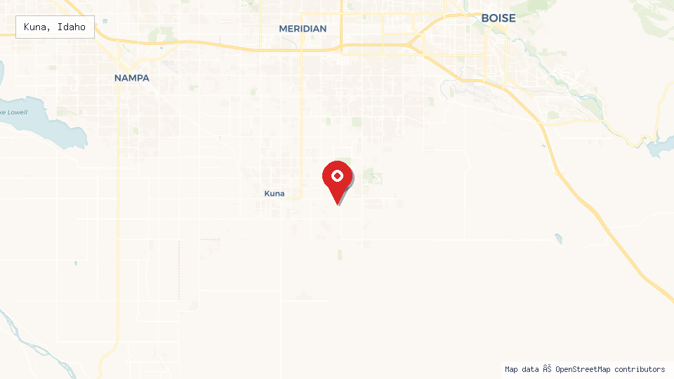 Street map of Kuna, Idaho with location pin