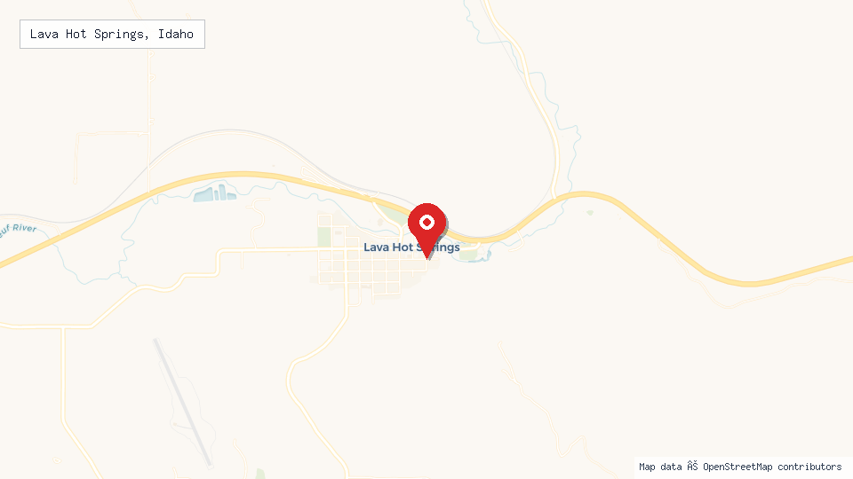 Street map of Lava Hot Springs, Idaho with location pin