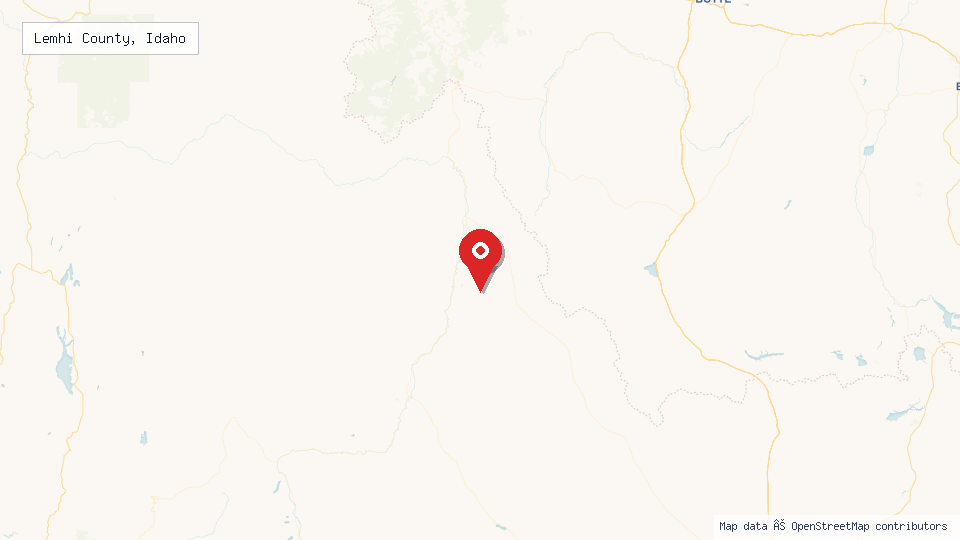 Street map of Lemhi County, Idaho with location pin
