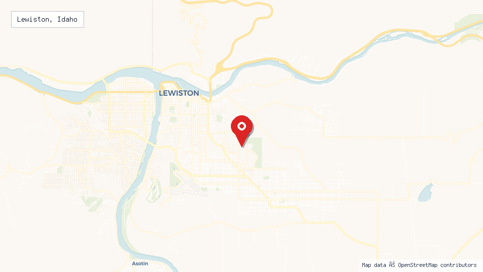 Street map of Lewiston, Idaho with location pin