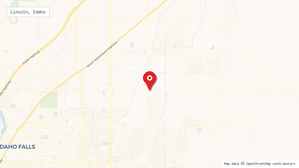 Street map of Lincoln, Idaho with location pin