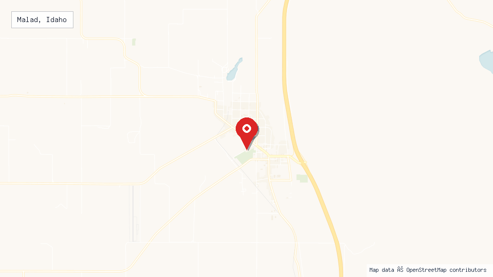 Street map of Malad, Idaho with location pin