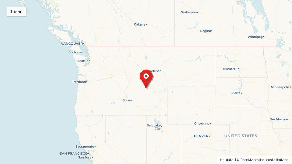 Street map of Idaho with location pin