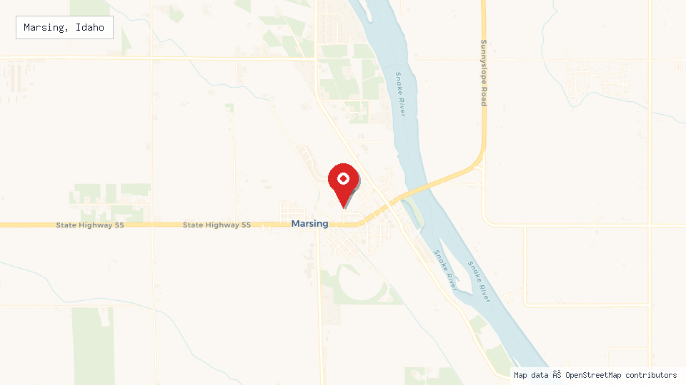 Street map of Marsing, Idaho with location pin