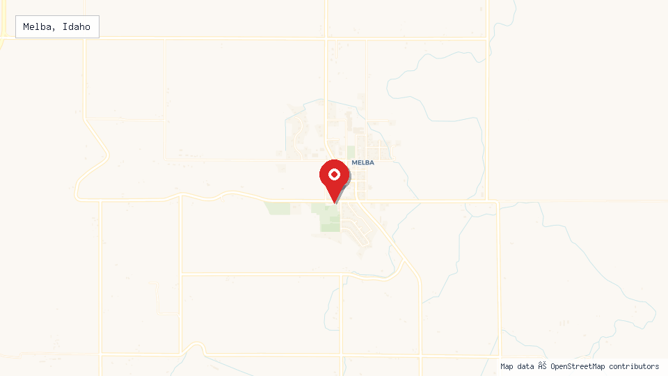 Street map of Melba, Idaho with location pin