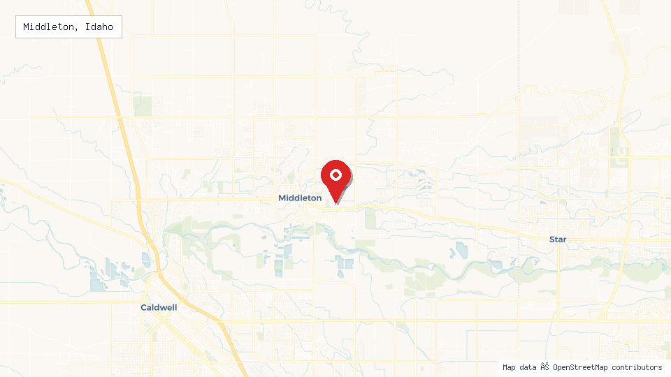 Street map of Middleton, Idaho with location pin