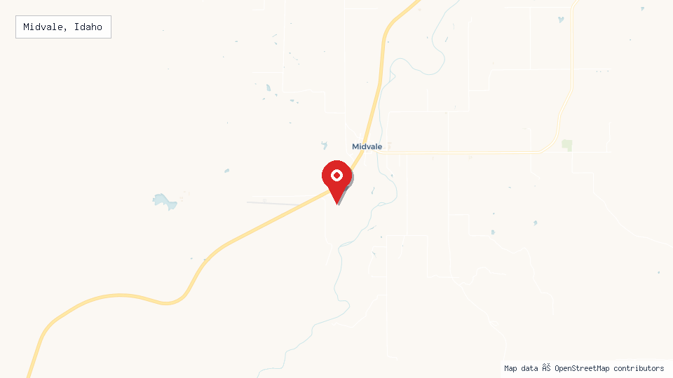 Street map of Midvale, Idaho with location pin