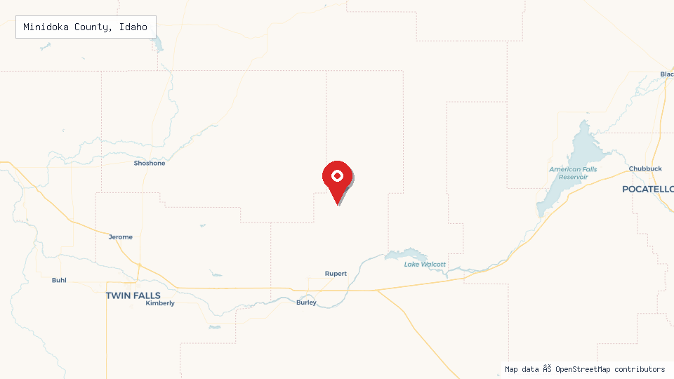 Street map of Minidoka County, Idaho with location pin
