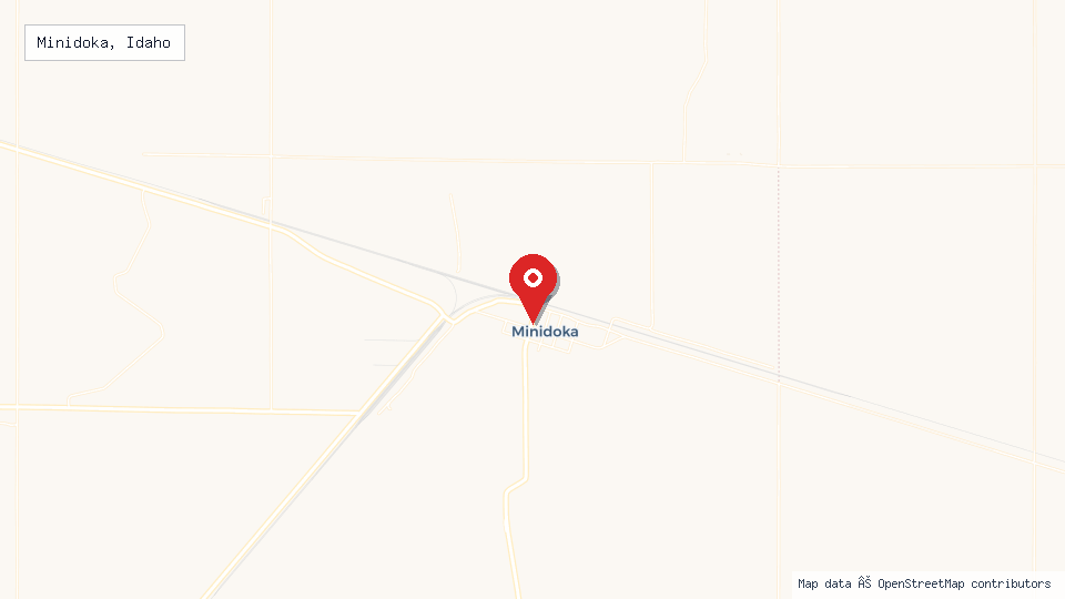 Street map of Minidoka, Idaho with location pin