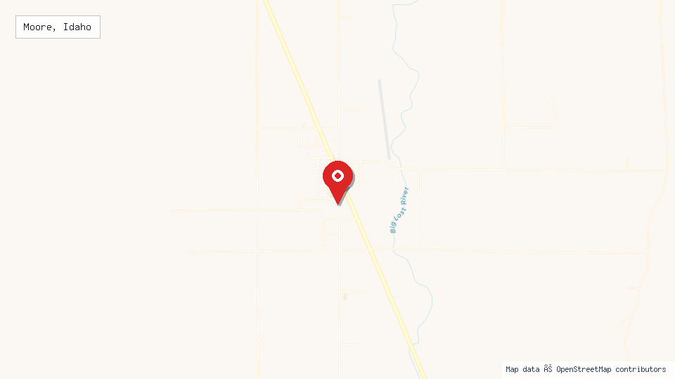 Street map of Moore, Idaho with location pin
