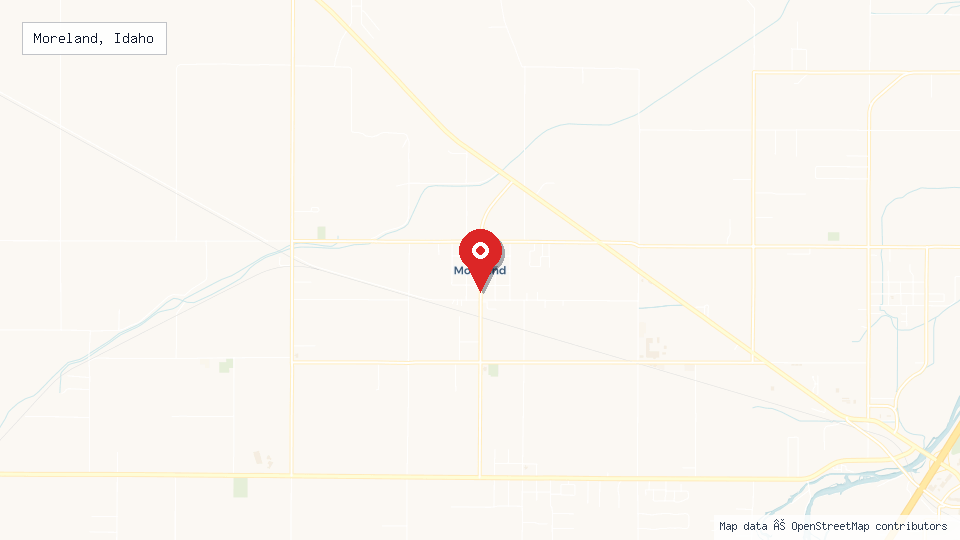 Street map of Moreland, Idaho with location pin