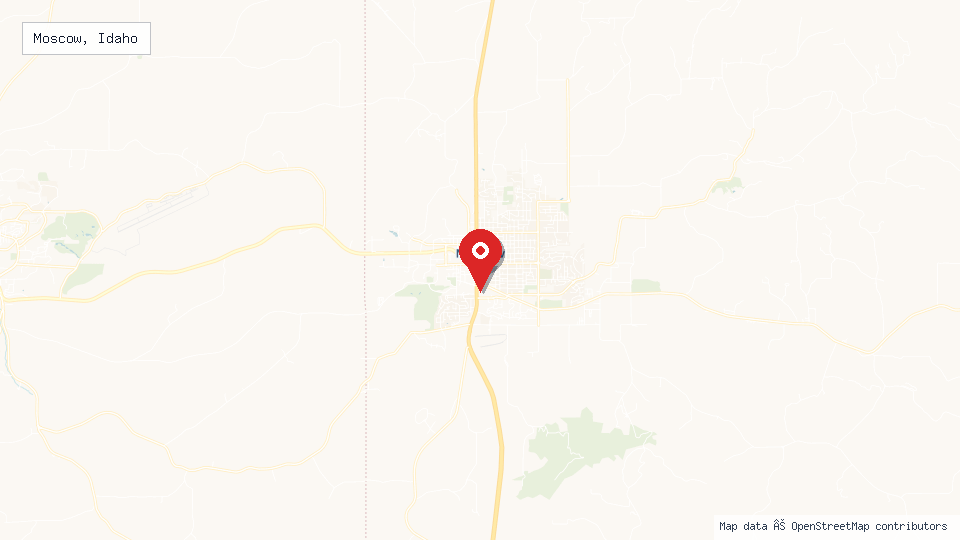 Street map of Moscow, Idaho with location pin