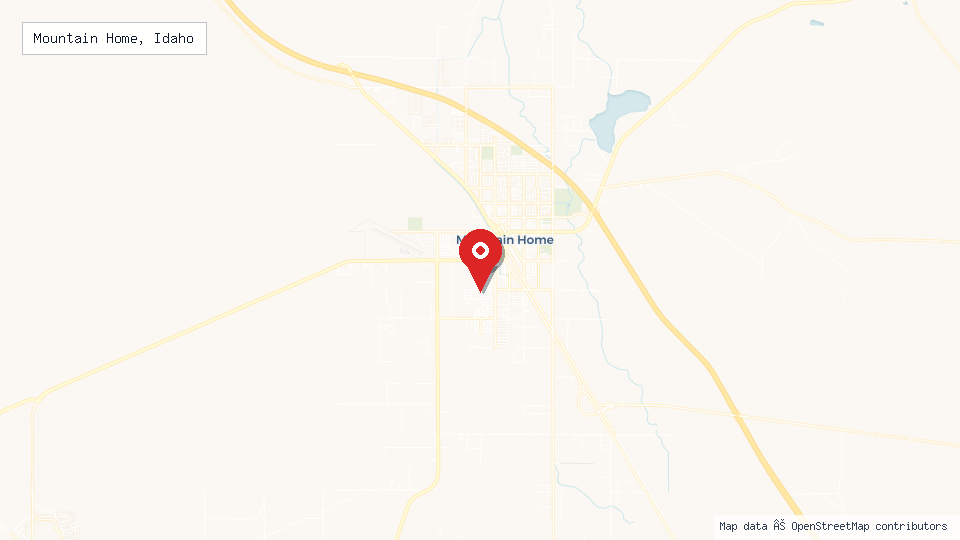 Street map of Mountain Home, Idaho with location pin