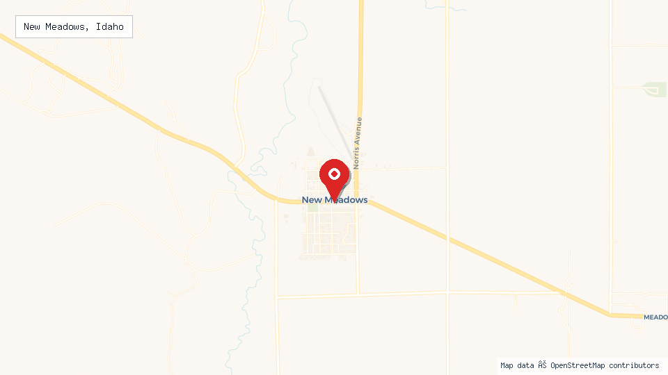 Street map of New Meadows, Idaho with location pin