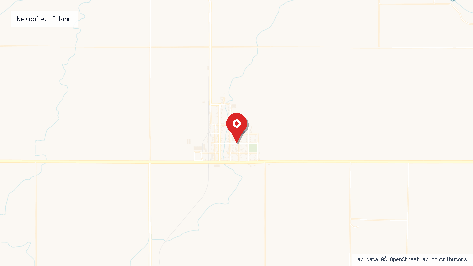 Street map of Newdale, Idaho with location pin