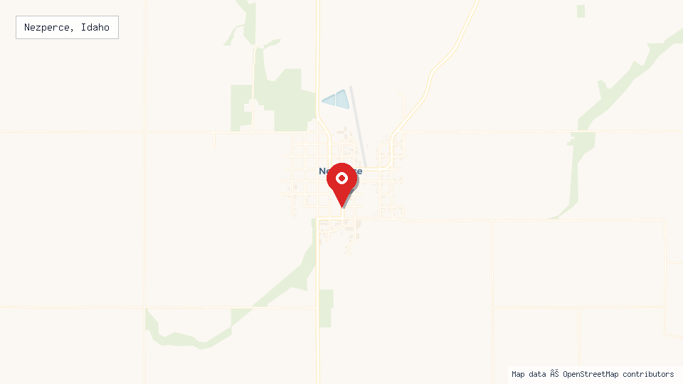 Street map of Nezperce, Idaho with location pin