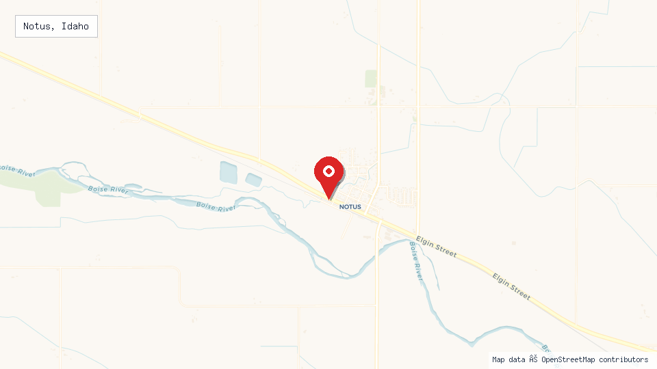 Street map of Notus, Idaho with location pin