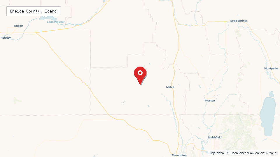 Street map of Oneida County, Idaho with location pin