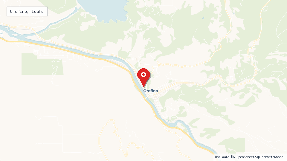 Street map of Orofino, Idaho with location pin