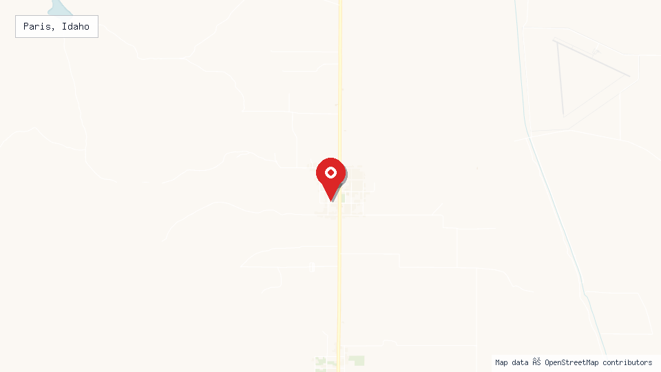 Street map of Paris, Idaho with location pin