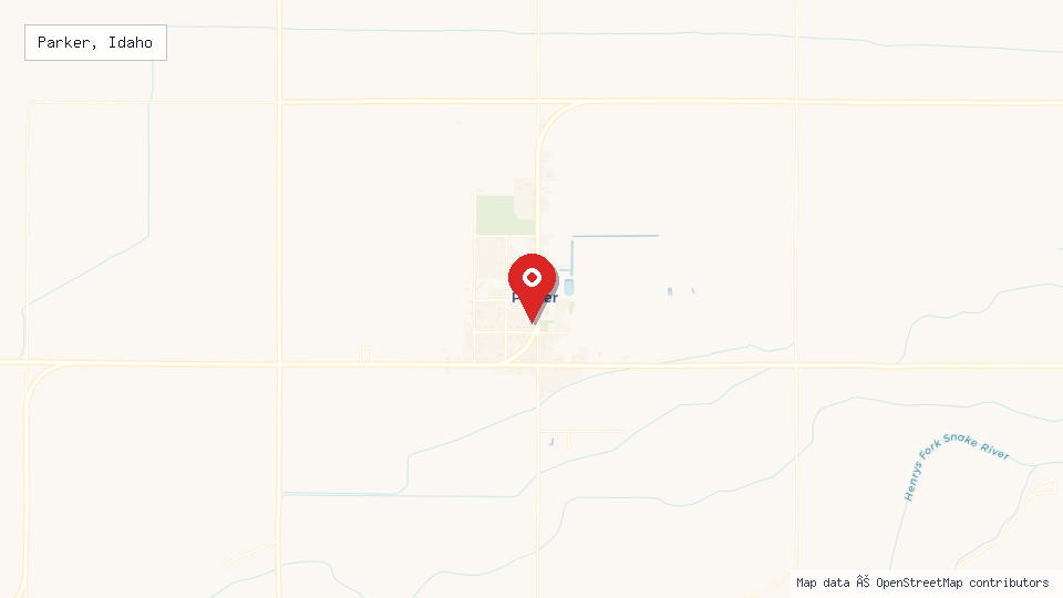 Street map of Parker, Idaho with location pin