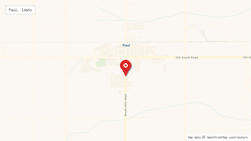 Street map of Paul, Idaho with location pin