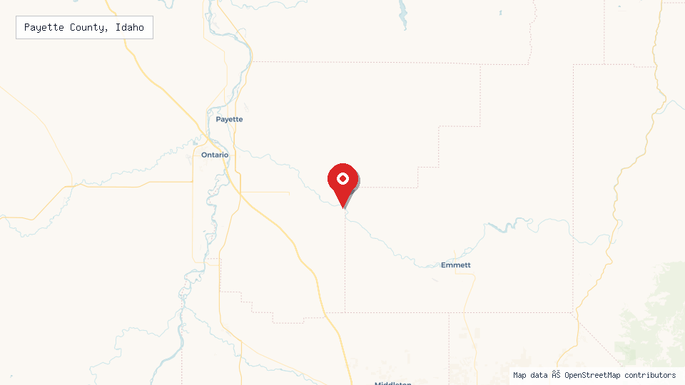 Street map of Payette County, Idaho with location pin