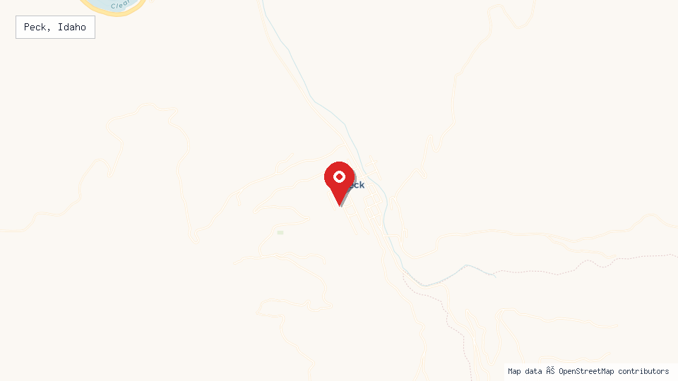 Street map of Peck, Idaho with location pin
