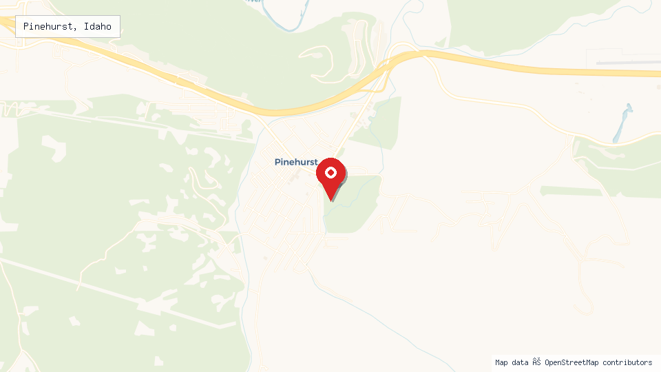 Street map of Pinehurst, Idaho with location pin