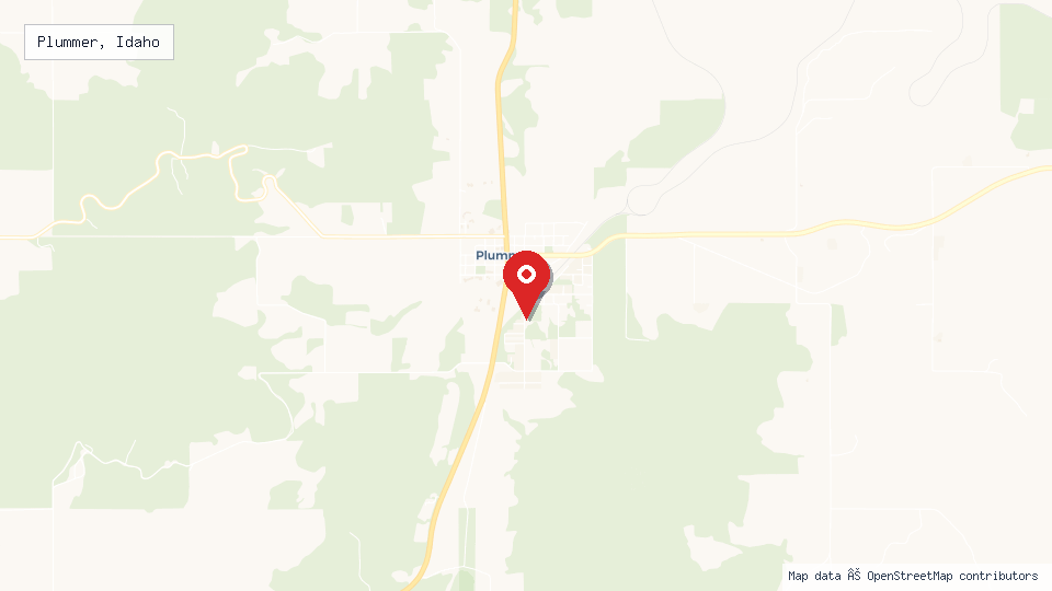 Street map of Plummer, Idaho with location pin