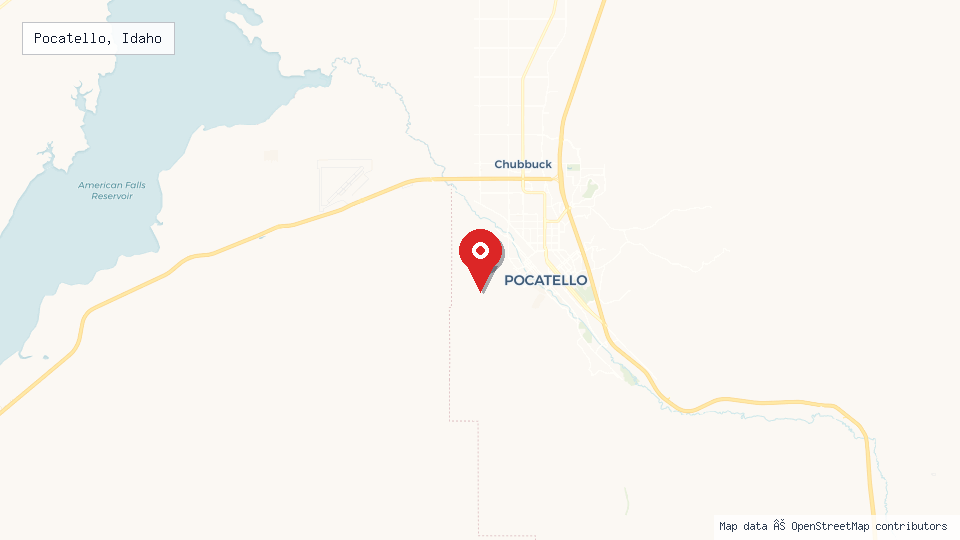 Street map of Pocatello, Idaho with location pin