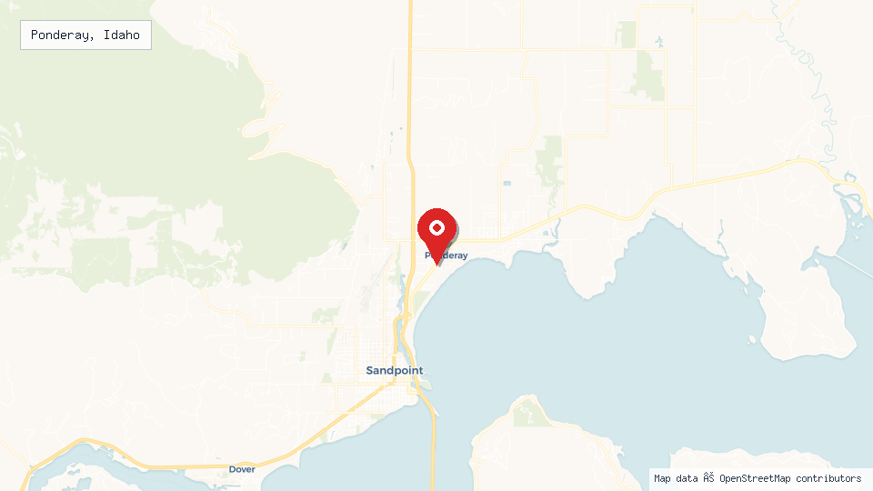 Street map of Ponderay, Idaho with location pin