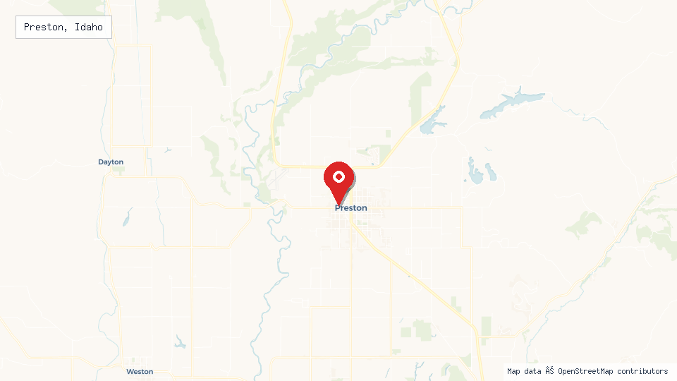 Street map of Preston, Idaho with location pin