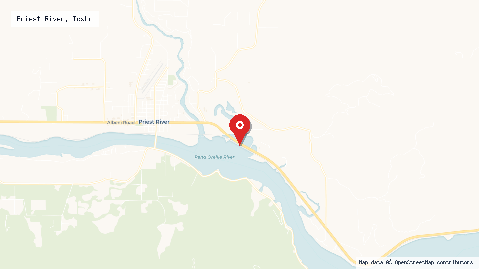 Street map of Priest River, Idaho with location pin
