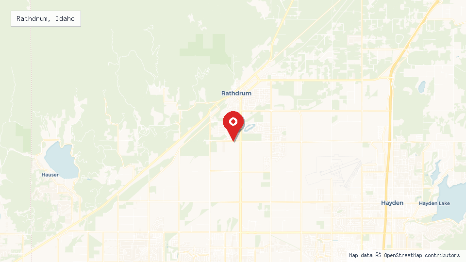 Street map of Rathdrum, Idaho with location pin