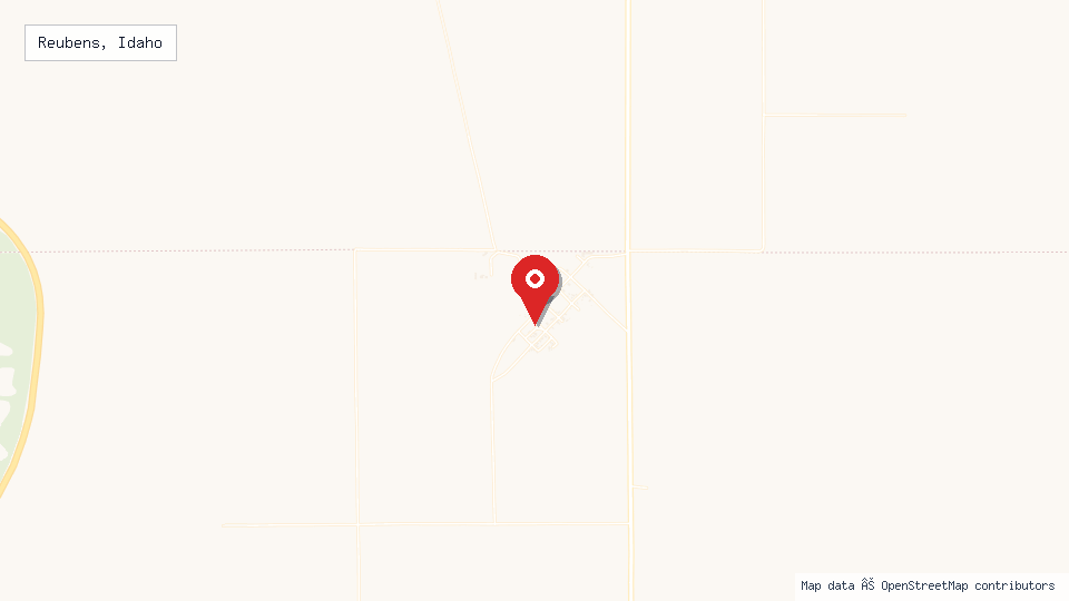 Street map of Reubens, Idaho with location pin