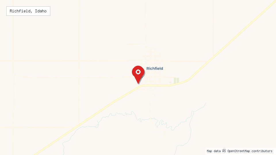 Street map of Richfield, Idaho with location pin