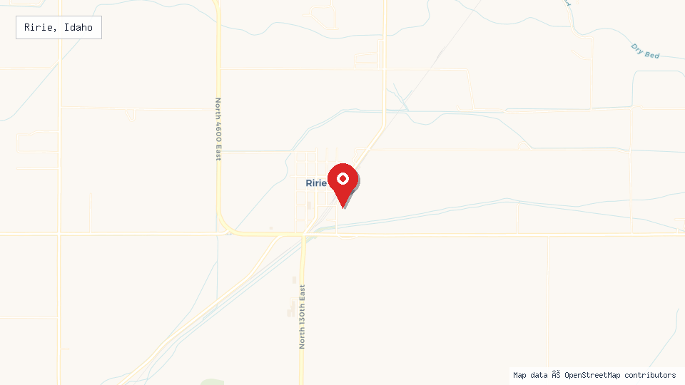 Street map of Ririe, Idaho with location pin
