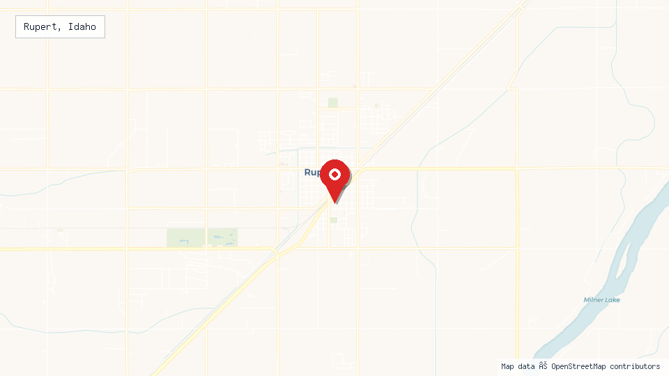Street map of Rupert, Idaho with location pin
