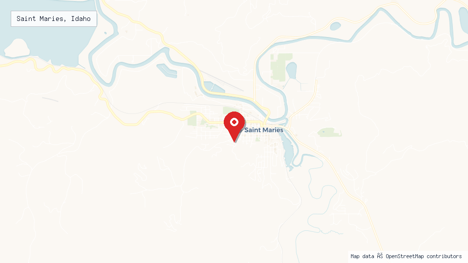 Street map of Saint Maries, Idaho with location pin