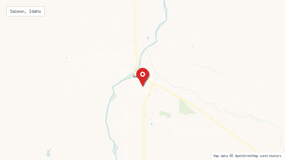Street map of Salmon, Idaho with location pin