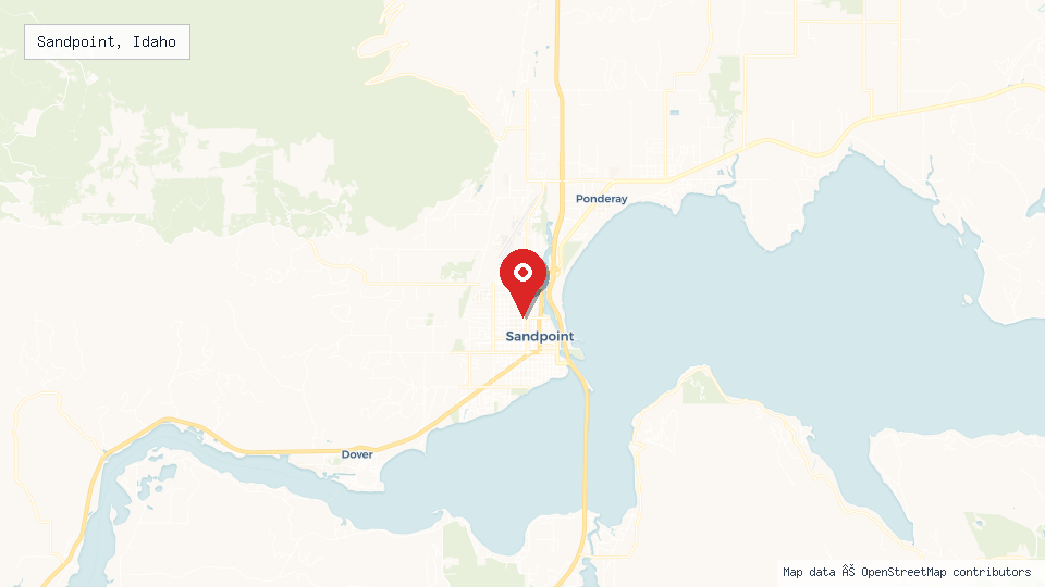 Street map of Sandpoint, Idaho with location pin