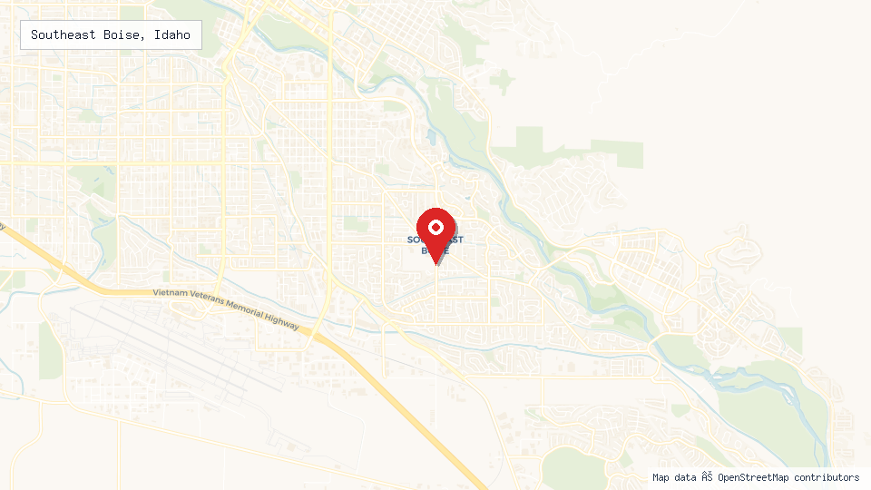Street map of Southeast Boise, Idaho with location pin