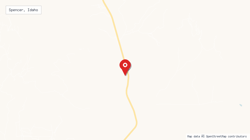 Street map of Spencer, Idaho with location pin