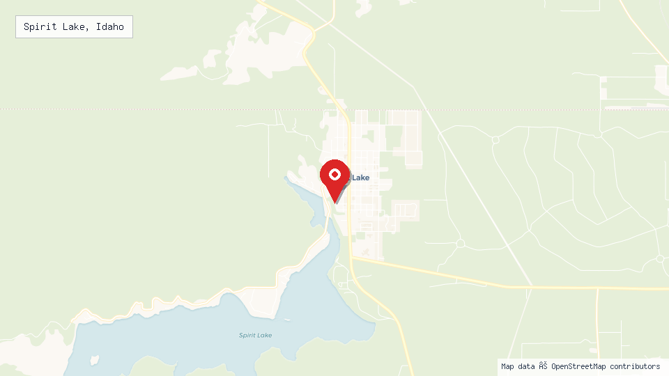 Street map of Spirit Lake, Idaho with location pin
